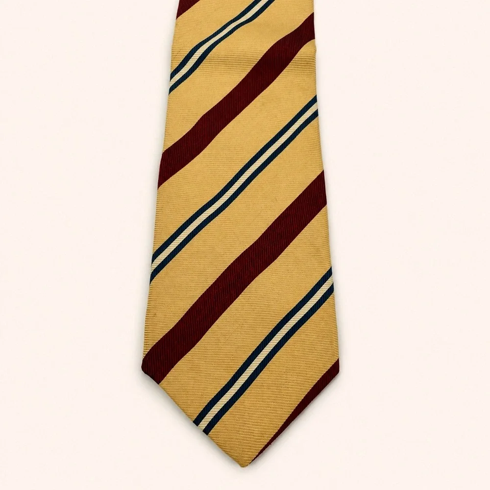 J. Crew Silk Yellow Blue Stripe Men Neck Tie Made USA Career Professional Preppy